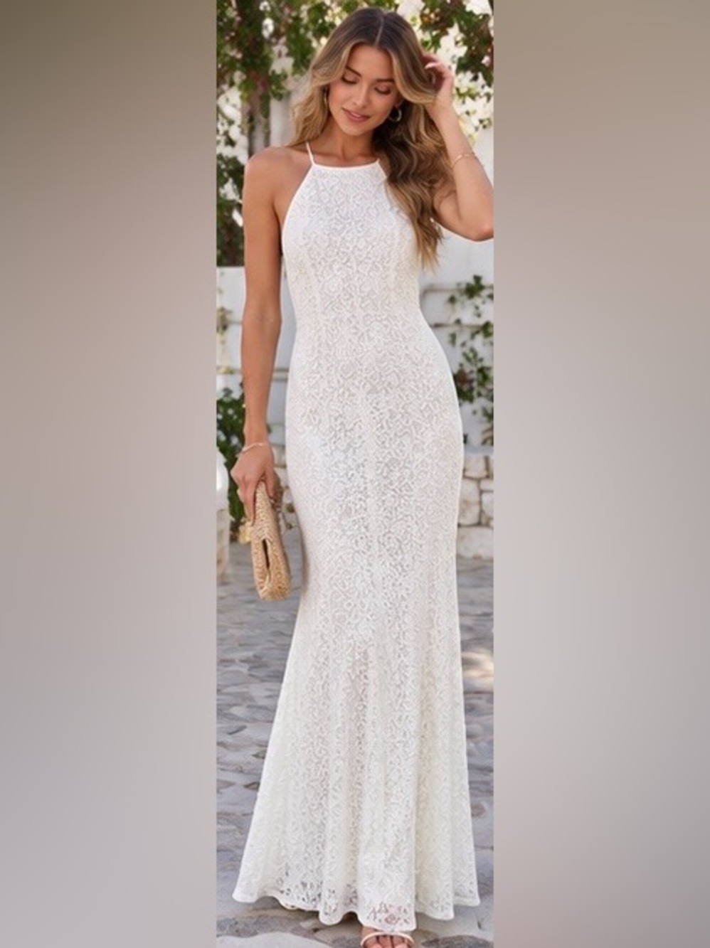Lulus Ephemeral Allure Ivory Lace Open Back Maxi Dress Size S